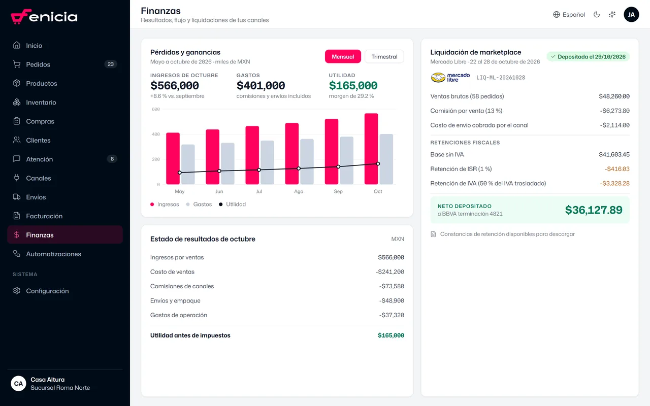 Fenicia finance module with the business documents